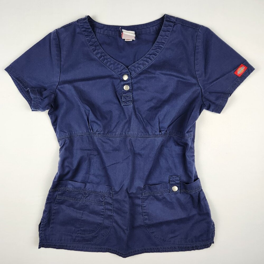 Dickies Blue Scrubs Top XS - Button-Up, Medical Workwear 3 Pocket Design